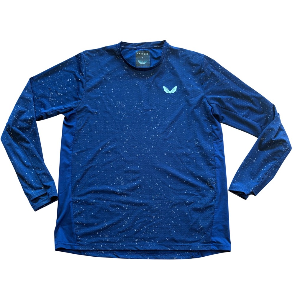 Castore Mens‎ Blue Splatter Print Long Sleeve Training Shirt Large Activewear